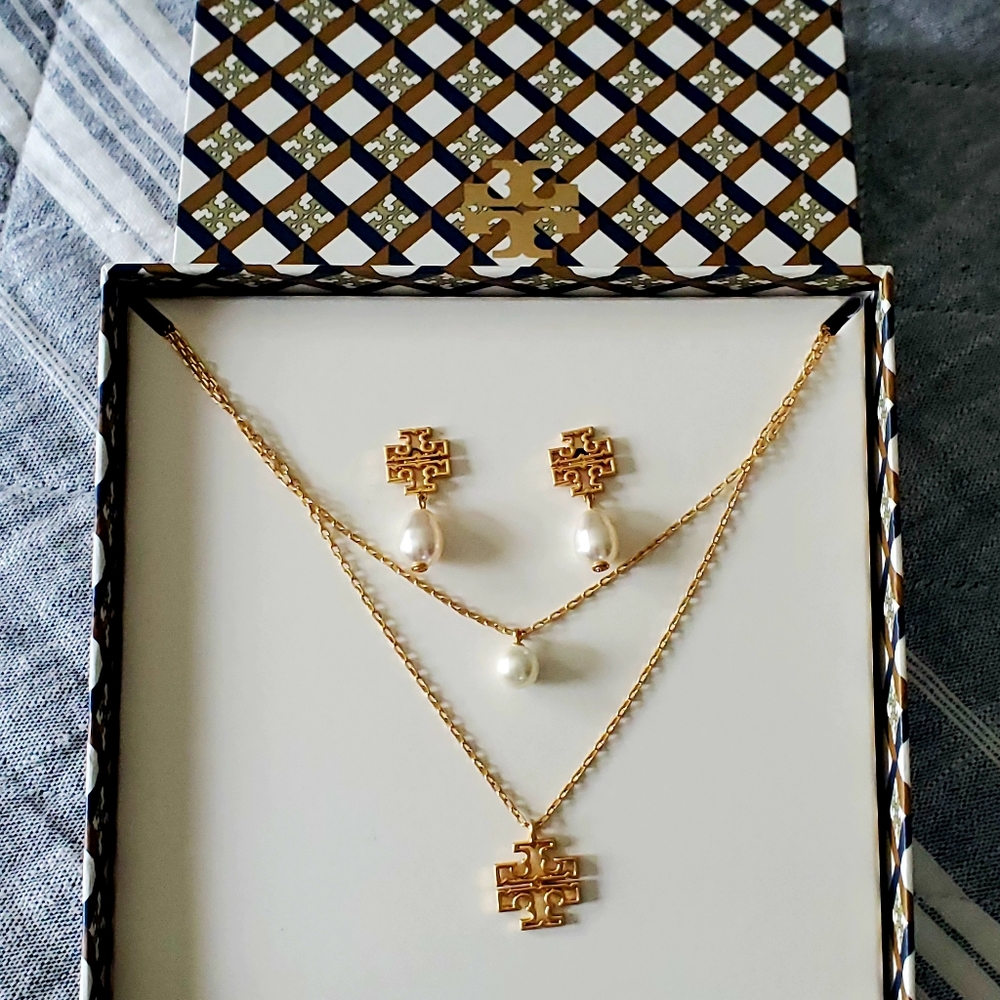 Tory Burch Necklace & Earring Set